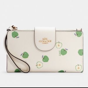Coach Tech Wallet With Apple Print Leather Nostalgia Vibes iPhone or Samsung